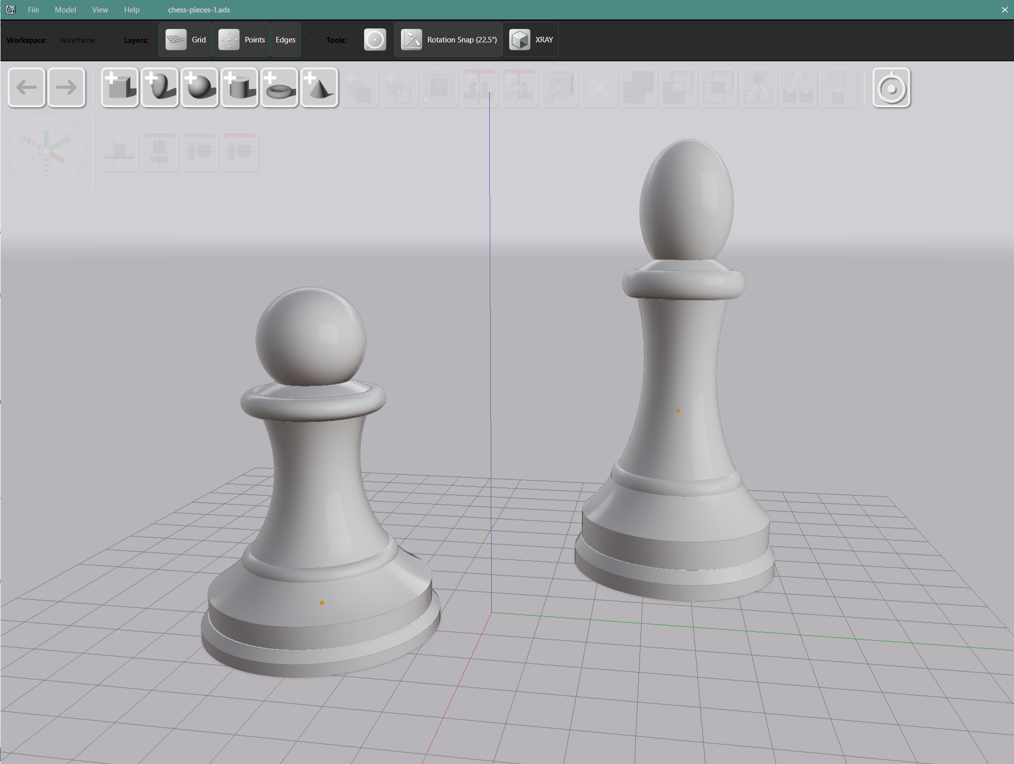 Chess pieces modeled in AdaShape