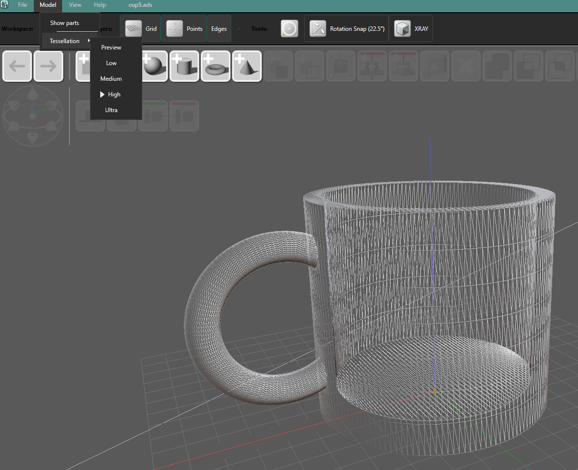Coffee mug at high mesh resolution